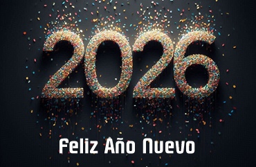 Imagen con el número 2026 y texto feliz año nuevo